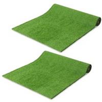 Outsunny 2pcs Artificial Grass Turf with Self-draining 1m x 4m Green Refurbished