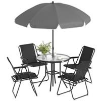 Outsunny 6 Pieces Garden Furniture Set with Parasol, Folding Chairs, Refurbished