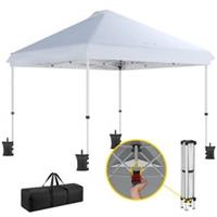 Outsunny 3x3 m Pop Up Gazebo w/ Wheels, One-Touch Party Tent, White Refurbished