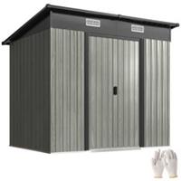 Outsunny 7 x 4ft Outdoor Garden Storage Shed for Garden Light Grey