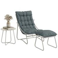 Outsunny 3 Piece Bistro Set, Outdoor Table & Chair Set w/ Footstool Refurbished