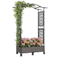 Outsunny Raised Garden Bed w/ Arch Trellis, Plastic Raised Bed Refurbished