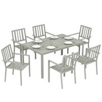 Outsunny 7 Pieces Garden Furniture Set with Stackable Chairs, Refurbished