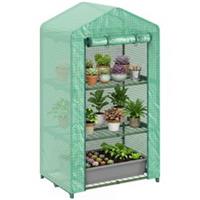 Outsunny 3 Tier Mini Greenhouse Grow House w/ Roll Up Door, Refurbished