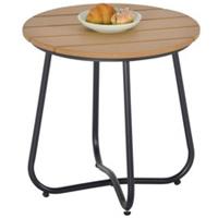 Outsunny Round Outdoor Side Table Adjustable Leg Pads Natural Wood Refurbished