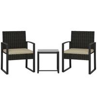 Outsunny Rattan Bistro Set, 3 PCS Garden Furniture with Cushion, Refurbished