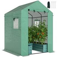 Outsunny Small Greenhouse Outdoor Greenhouse with Roll Up Door, Refurbished