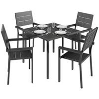 Outsunny 5 Pieces Garden Dining Set, Outdoor Furniture w/ HDPE Table Refurbished