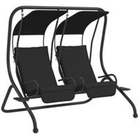 Outsunny Canopy Swing 2 Separate Chairs w/ Handrails, Cup Holders Refurbished