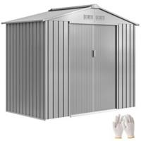 Outsunny 7 x 4ft Garden Shed Storage w/ Foundation Kit, Vents, Grey, Refurbished