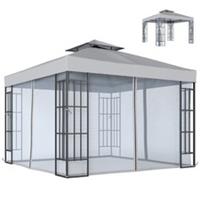 Outsunny 3 x 3(m) Patio Gazebo Canopy Garden Pavilion, Grey, Refurbished