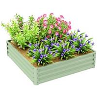 Outsunny Raised Garden Bed Metal Patio Backyard Flower Planter Green Refurbished