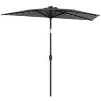 Outsunny 2.6m Half Parasol w/ Solar Lights UPF50+Semi Round Umbrella Refurbished