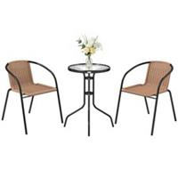 Outsunny 3 Pieces Garden Furniture Set with 2 Stackable Chairs, Refurbished