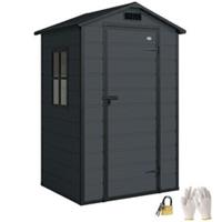 Outsunny 4 x 3 ft Plastic Small Garden Shed with Lockable Door, Grey Refurbished