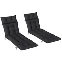 Outsunny Garden Lounge Chair Cushions Set of 2, 220gsm Fabric, Refurbished