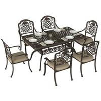 Outsunny Outdoor Dining Set with Cushions, Parasol Hole, Bronze Tone Refurbished