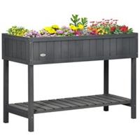 Outsunny Herb Planter Stand 8 Cubes Bottom Shelf Raised Bed Grey Refurbished
