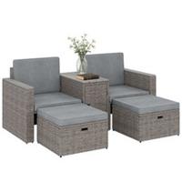 Outsunny 5 Piece Rattan Garden Furniture Set w/ Storage Table, Refurbished
