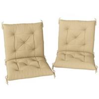2-Pack Outdoor Garden Chair Seat Cushion Pads, Khaki, Refurbished