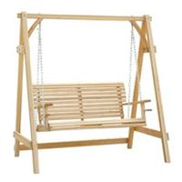 Outsunny 2 Seater Wooden Garden Swing Seat Hammock Bench Lounger, Natural