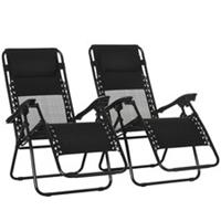 2PC Folding Recliner Set with Footstool & Headrest, Black, Refurbished