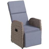 Outsunny Outdoor Recliner Chair w/ Cushion Rattan Reclining Lounge Chair, Brown