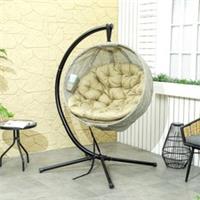 Outsunny Hanging Egg Chair Outdoor Indoor Swing Chair Folding Basket Refurbished