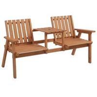 Wooden 2-Seater Garden Loveseat Bench with Umbrella Hole, Refurbished