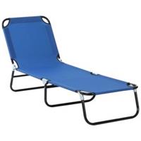 Outdoor Folding Patio Chaise Lounge Chair, Blue, Refurbished