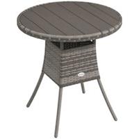 Outdoor PE Rattan Dining Table Wood-Plastic Top, Grey, Refurbished