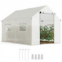 2x3m PE Cover Tunnel Garden Greenhouse with Wide Door, White, Refurbished