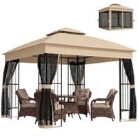 UPF50+ 3x3m Permanent Garden Gazebo with Storage Shelves, Refurbished