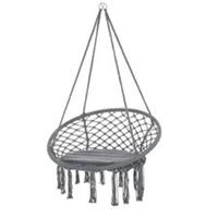 Outsunny Indoor&Outdoor Macrame Swing Hammock Chair, Grey, Refurbished