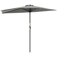 Outsunny 2.7m Metal Half Round Patio Parasol, Light Grey, Refurbished