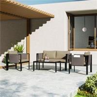 Outsunny 4 Piece Garden Sofa Set w/ Tempered Glass Coffee Table Refurbished