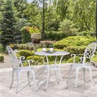 Outsunny 3PCs Garden Bistro Set Cast Aluminium Table w/ 2 Chairs Refurbished