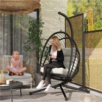 Outsunny PE Hanging Swing Chair w/ Thick Cushion Patio Hanging Chair Refurbished