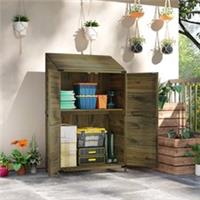 Outsunny Wooden Garden Storage Shed w/Double Doors and Shelves, Refurbished