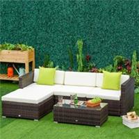 Outsunny 5 Pieces Rattan Sofa Set Wicker Sectional Cushion Patio Refurbished