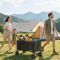 Outsunny Folding Trolley on Wheels, Garden Cart with Openable Sides Refurbished