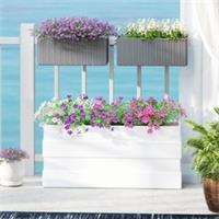 Outsunny Set of 2 Hanging Flower Boxes, 50 cm Long, Rattan Look, Refurbished