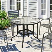 Outsunny Outdoor Dining Table with Parasol Hole, Round, Refurbished