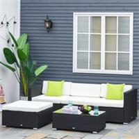 Outsunny 5 Pieces Rattan Sofa Set Wicker Sectional Cushion Patio Refurbished