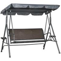 Outsunny 3-Seater Adjustable Canopy Garden Swing Bench, Dark Grey, Refurbished
