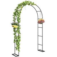 Outsunny 2.4x1.5m Metal Outdoor Wedding Garden Arch, Black, Refurbished