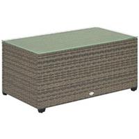 Outsunny Glass Top Rattan Outdoor Side Coffee Table, Dark Grey, Refurbished