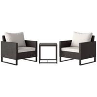 Outsunny 3-Piece Rattan Bistro Set w/ Table & Cushions, Brown, Refurbished