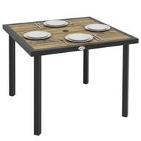 Outsunny 4-Seater Garden Table w/ Umbrella Hole, Brown, Refurbished