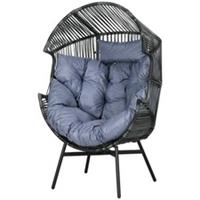 Outsunny Rattan Leisure Chair w/Cushion Garden Egg Chair w/Headrest Refurbished